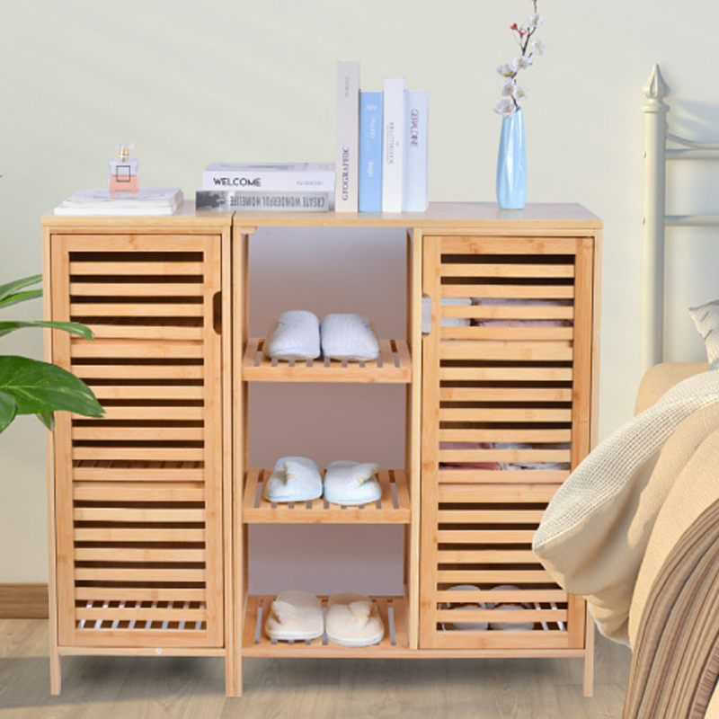 Modern Household Luxury Bamboo Large Entry Shoe Rack Storage Cabinet Furniture For Living Room