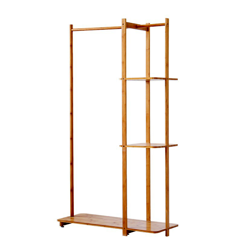 Manufacturer Heavy Duty 3 Tier Bamboo Hallway Clothes Organizer Shelves Coat Stand Rack for Cloth Shop