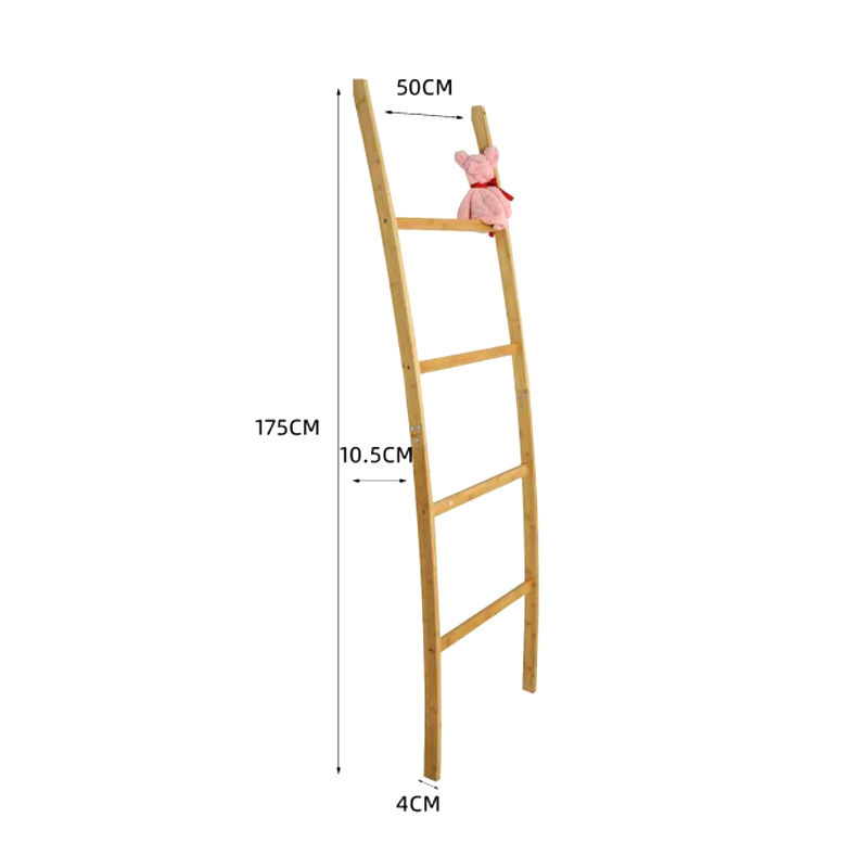 Bamboo Wall Leaning Decorative 4-Foot Bath Ladder Display Stand Bathroom Shelf Blanket Towel Rack