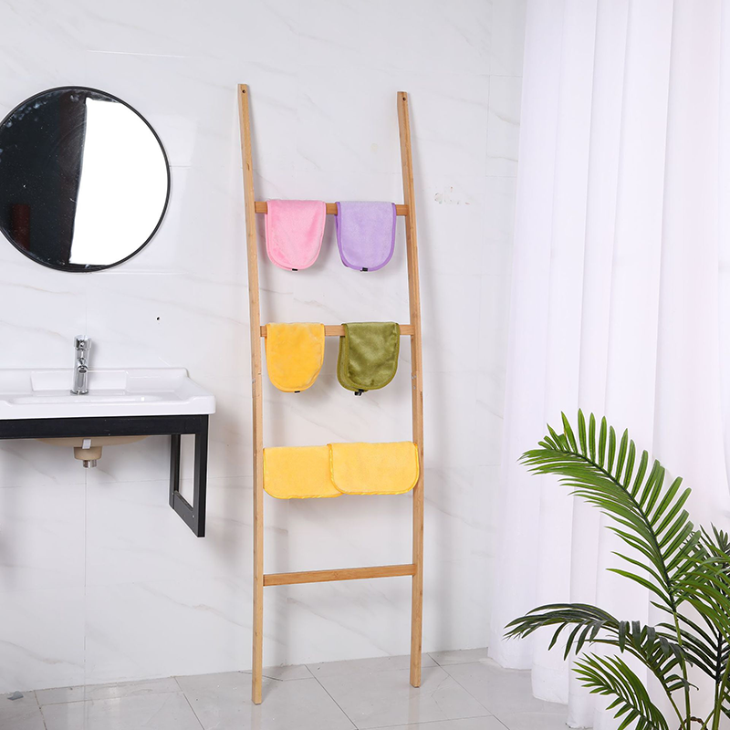 Bamboo Wall Leaning Decorative 4-Foot Bath Ladder Display Stand Bathroom Shelf Blanket Towel Rack