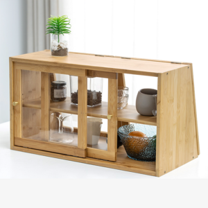 Nordic Solid Bamboo Sideboard Modern Simple Kitchen Storage Rack Home Living Room Small Countertop Cupboard Tea Cabinet