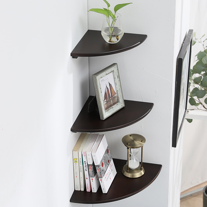 Modern Decorative Bamboo Wood Home Decor Bathroom Wall Mount Book Corner Floating Storage Shelf