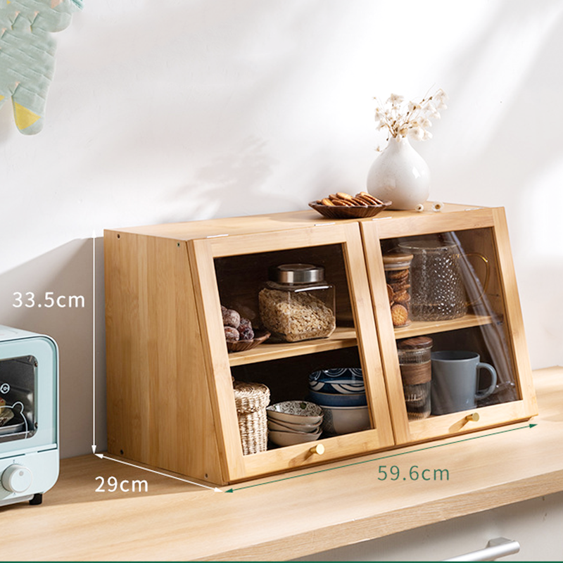 Nordic Solid Bamboo Sideboard Modern Simple Kitchen Storage Rack Home Living Room Small Countertop Cupboard Tea Cabinet