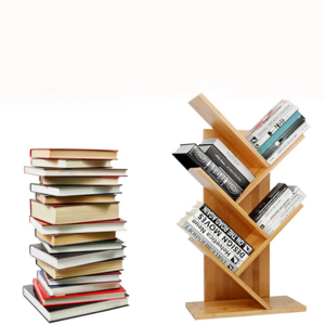 Small Magazine Rack Book Holder Storage Portable Tree Shape Book Shelf Bamboo Bookshelf