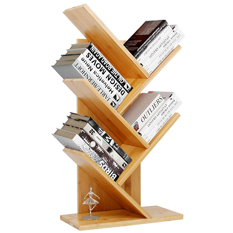 Small Magazine Rack Book Holder Storage Portable Tree Shape Book Shelf Bamboo Bookshelf