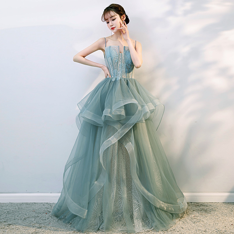 Wholesale high quality sexy  green halter birthday party wedding prom dresses women luxury evening gown drop shipping