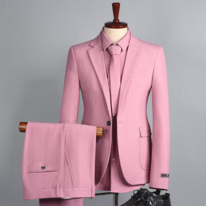 Wholesale top quality Prom Jacket Shirt Pants Suit Wedding Groom Suit  Men's Fashion Contrast color matching Three Piece