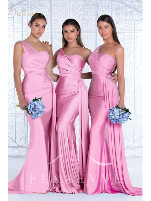 Manufacturer direct sale Mermaid bridesmaid dress one-shoulder ladies dress stretch satin elegant wedding party bridesmaid dress