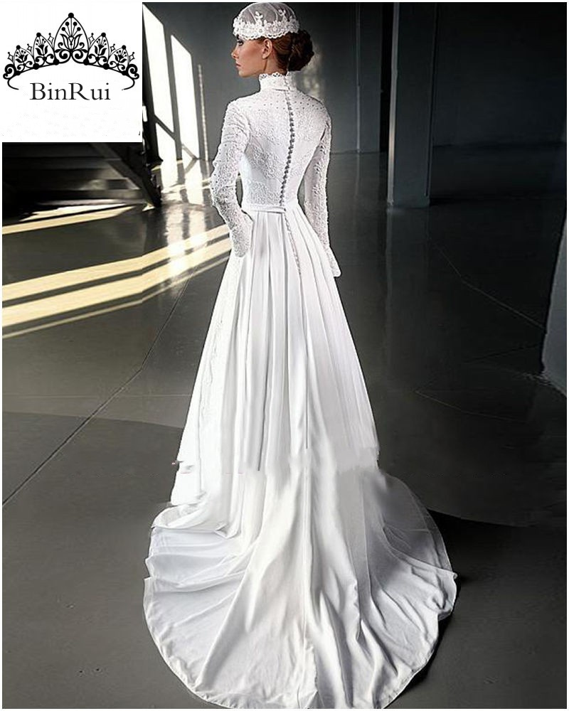 The new style Muslim Wedding Dress with Hijab Dubai wedding gowns plus size lace elegant embroidered Wedding Dresses