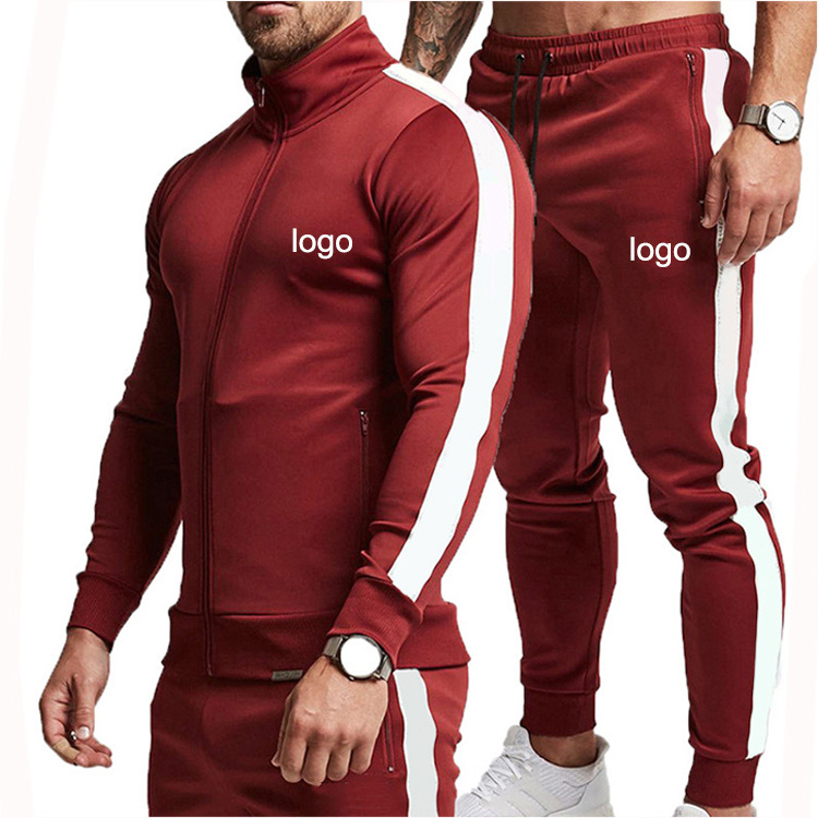 Wholesale Custom Running Jogger Tracksuit Men New Design Blank Side Stripe Running Wear