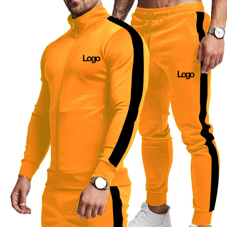 Wholesale Custom Running Jogger Tracksuit Men New Design Blank Side Stripe Running Wear