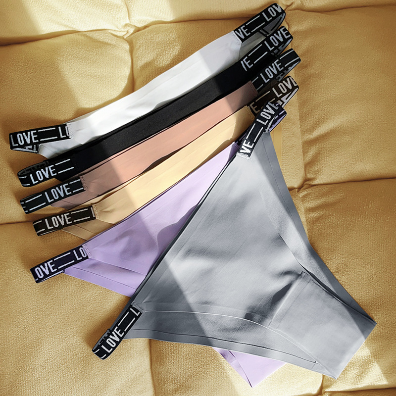 OEM/ODM Plus Size Women Brief Spandex Female Seamless Thong Ice Silk Underpants Lady Underwear Solid Seamless Panties