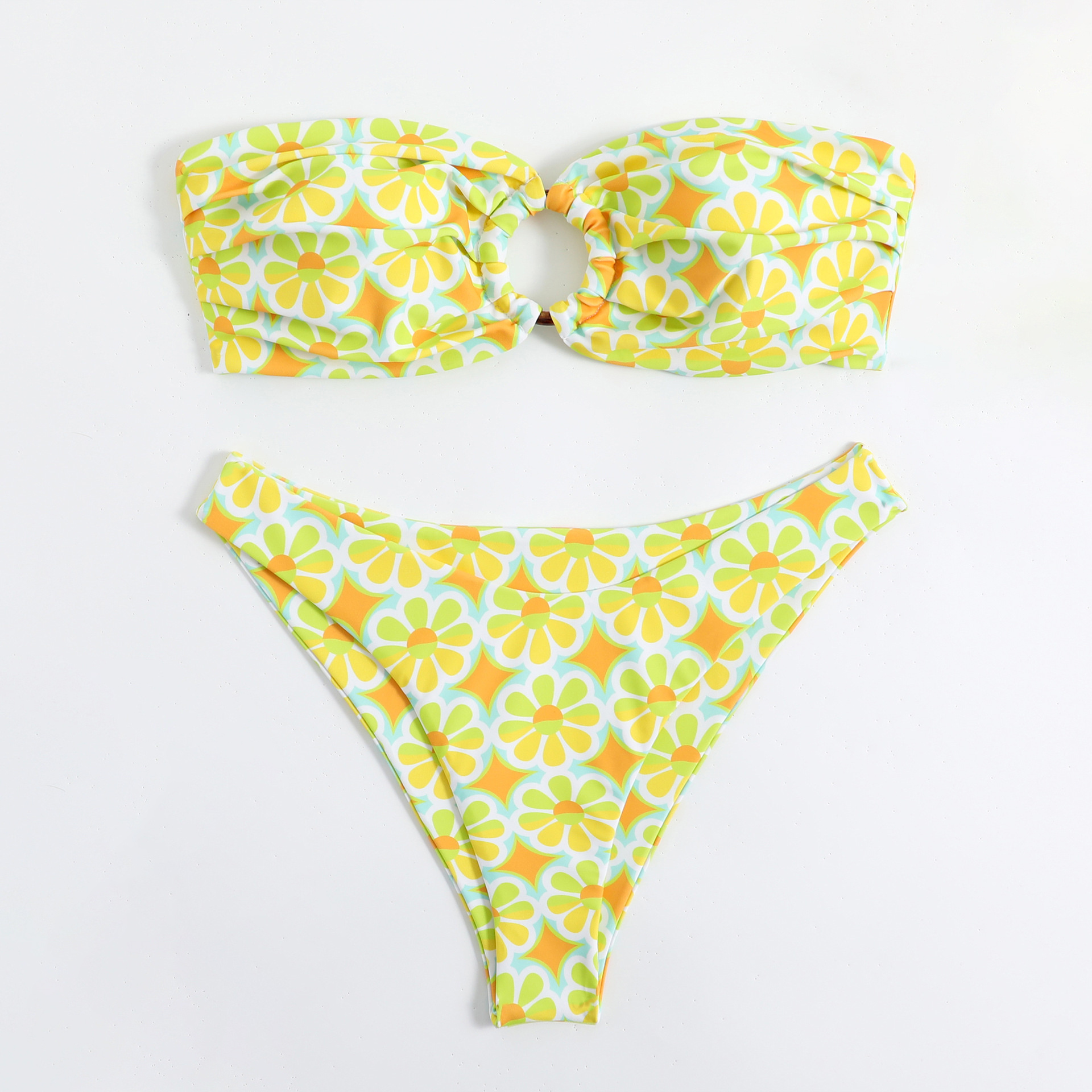 2023 Swimsuit Women's European and American Split Bikini Retro Sexy Bra Print Polyester OEM Service Adults Floral Support 1000