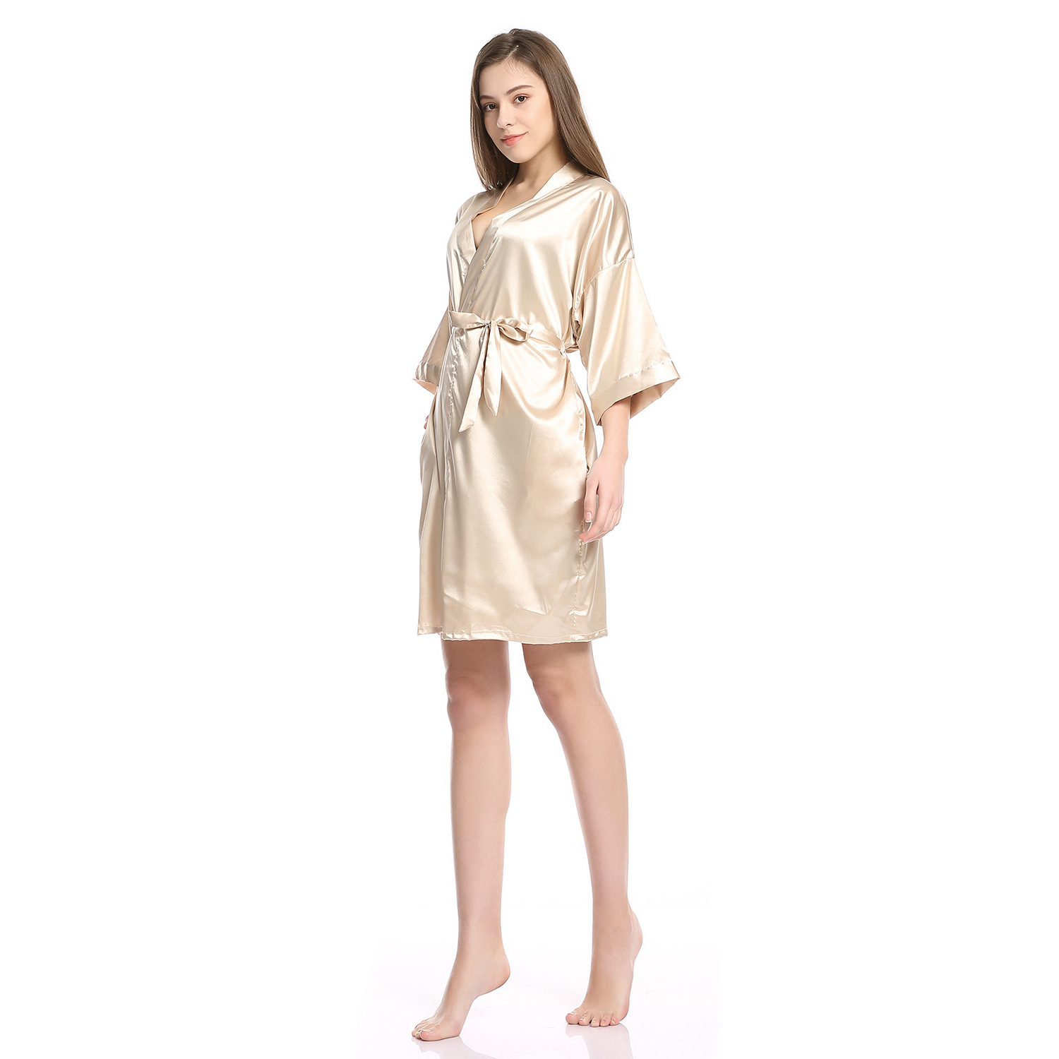 Factory wholesale 2024 new bride bridesmaid bathrobe women luxury solid color bathrobe