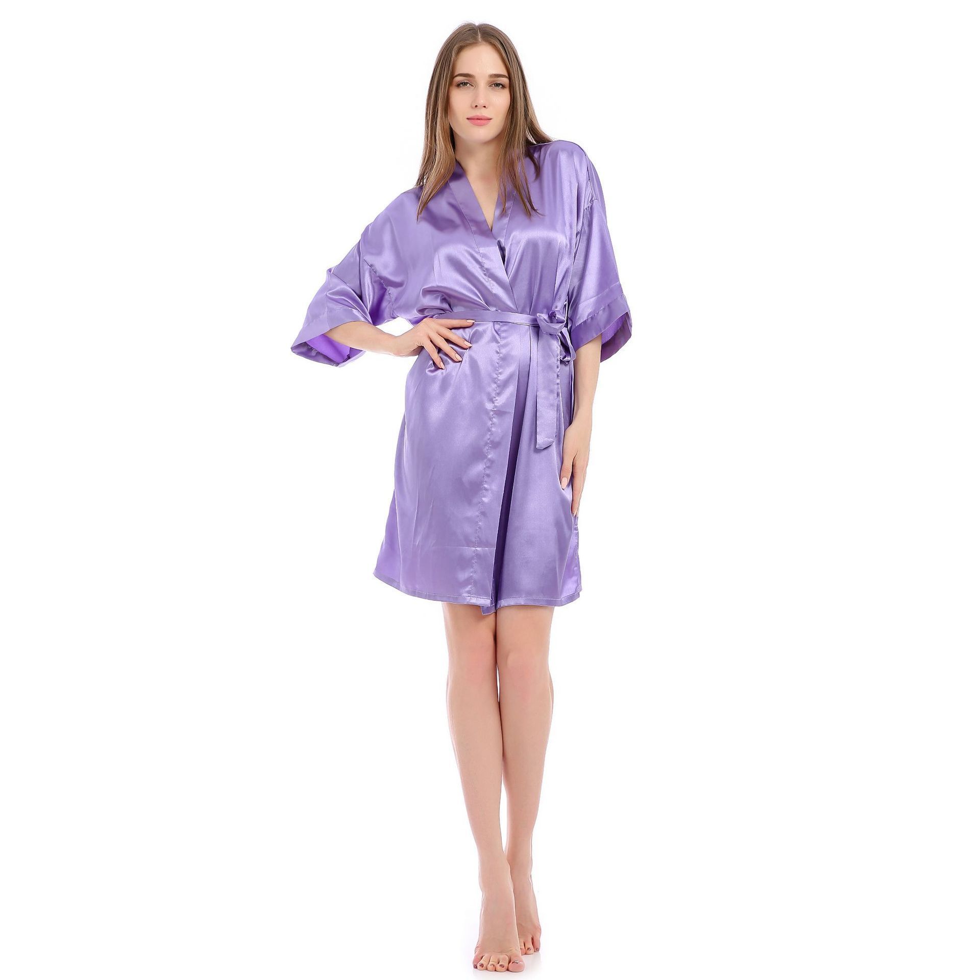 Factory wholesale 2024 new bride bridesmaid bathrobe women luxury solid color bathrobe