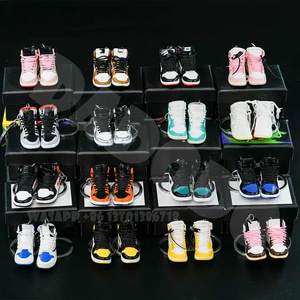 High Quality Soft Pvc cute 3D 1/6 rubber sneaker aj keychain jor dan shoe key chain accessories