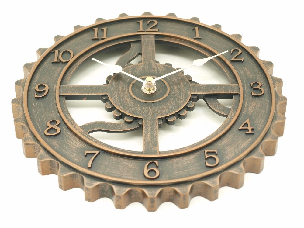 High quality retro antique gear copper wall clock