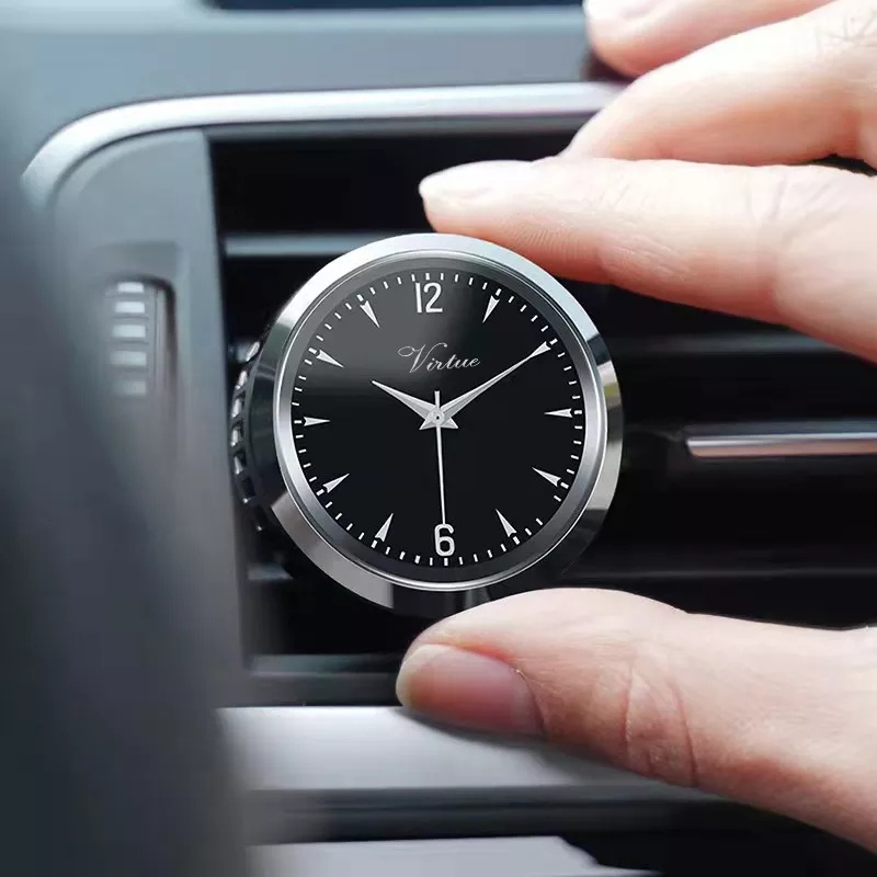 Car Decoration Accessories Car Clock Universal Mini Quartz Dashboard Time Air Vent Light Fragrance Insert Clock Watch Luminous