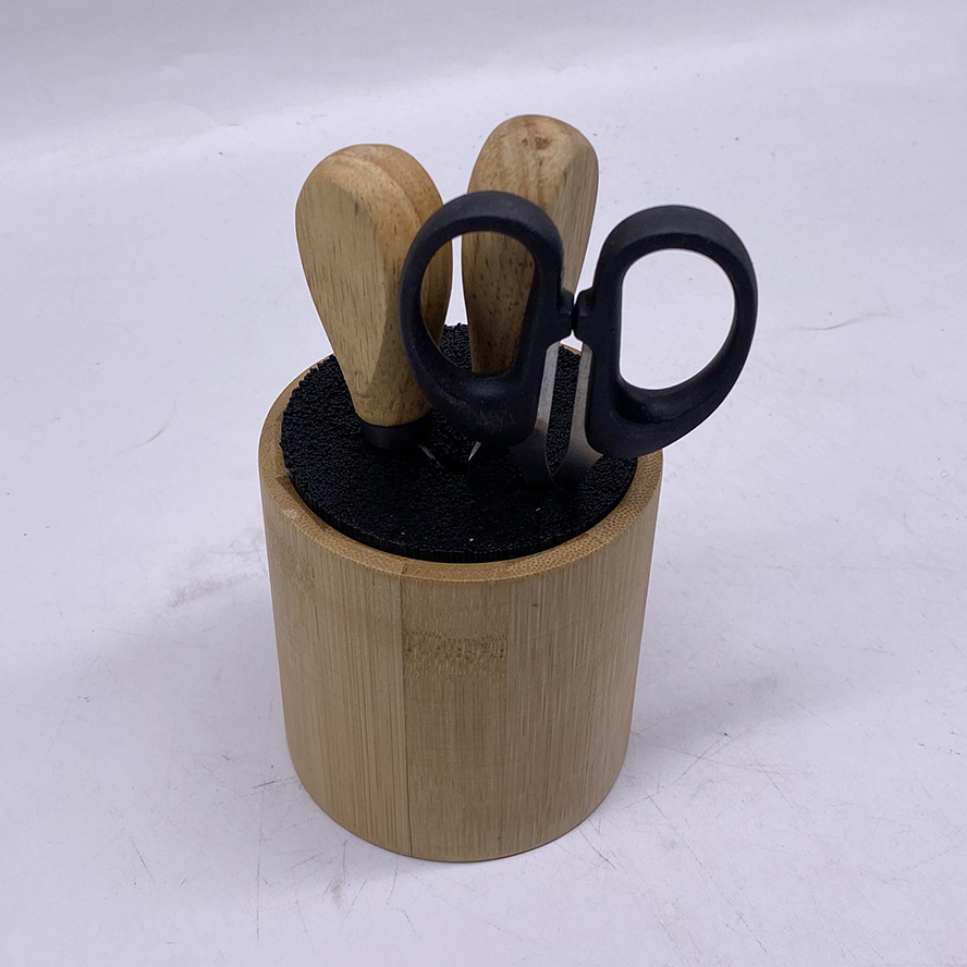 Eco-Friendly Bamboo Knife Holder For Safe Space Saver Knives Storage Countertop