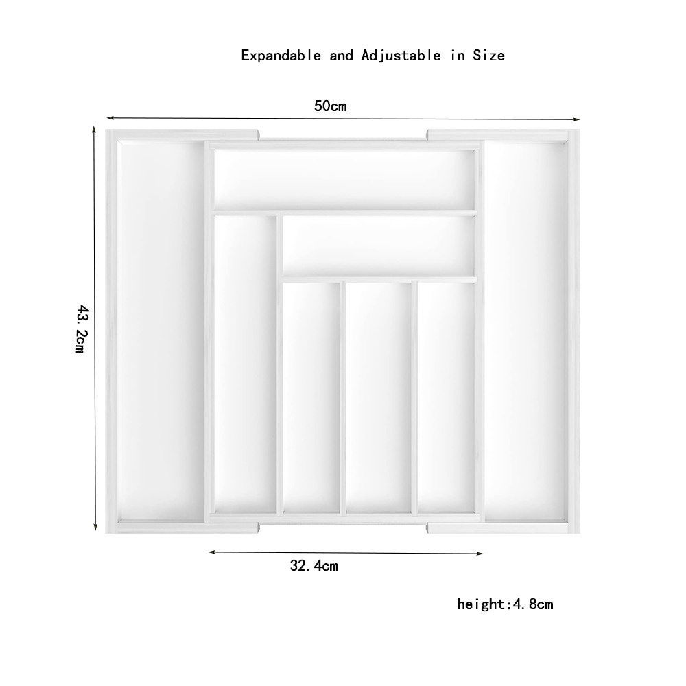 Bamboo Expandable Drawer Organizer for Utensils Holder Adjustable Cutlery Tray Wood Drawer Dividers Organizer for Silverware