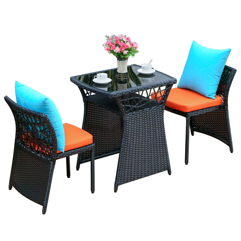 Simple Fashion Garden Outdoor Furniture Plastic Rattan Wicker Chair Woven Set With Good Quality Cushion Waterproof Dining Chair