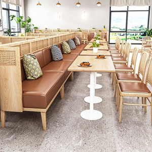 Light Luxury Commercial Furniture Eating Restaurant Coffe Shop Table And Chair Dining Sets Solid Wood Restaurant Sofa Booth