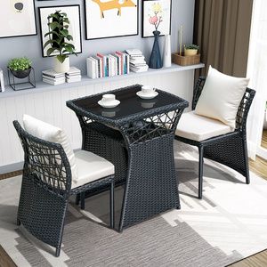 Simple Fashion Garden Outdoor Furniture Plastic Rattan Wicker Chair Woven Set With Good Quality Cushion Waterproof Dining Chair