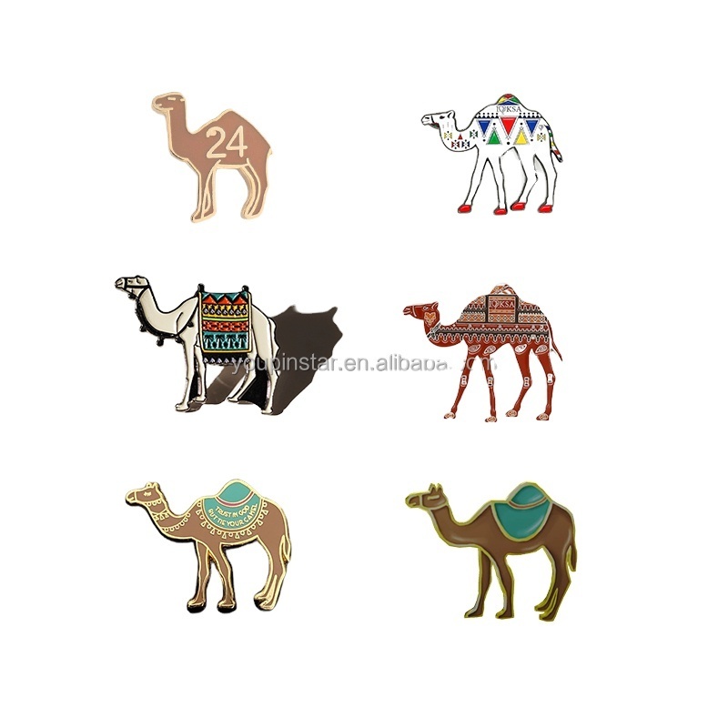 New Design Saudi Magnetic Lapel Clip Folk Art Ssoft And Hard Enamel Pin Saudi Arabia Pins Camel Emblem Badges