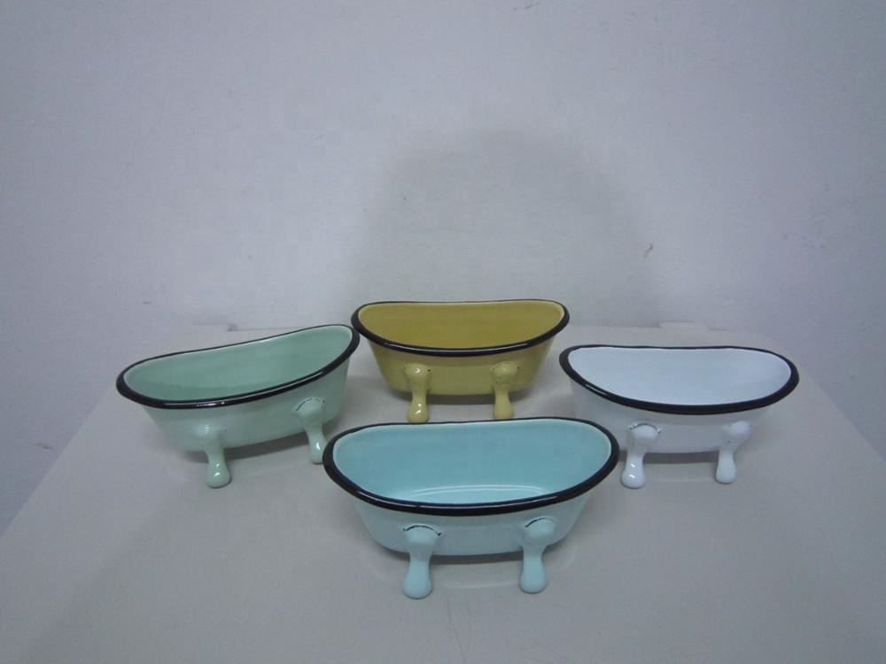 Wholesale High Quality Bathtub shape Enamel Soap Metal Soap holder Enamel Soap Dish