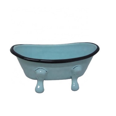 Eco -friendly new soap dish on the desktop  Bathtub shape Enamel Soap Box