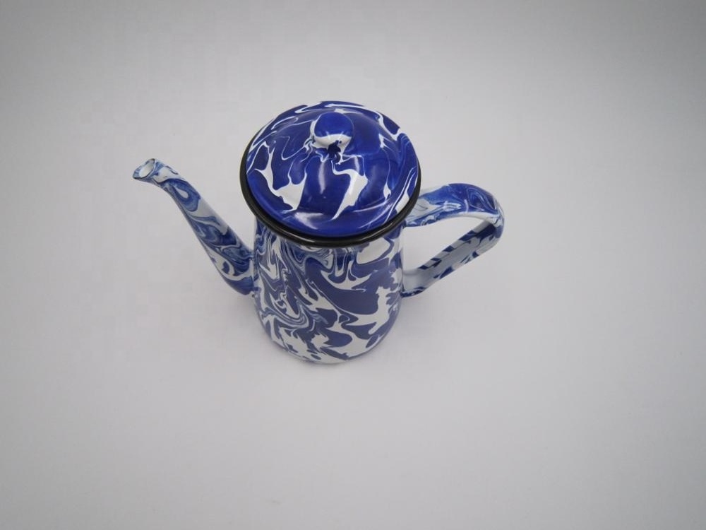 Enamel  Swirl Finishing Tea Pot Coffee Pot With Lid