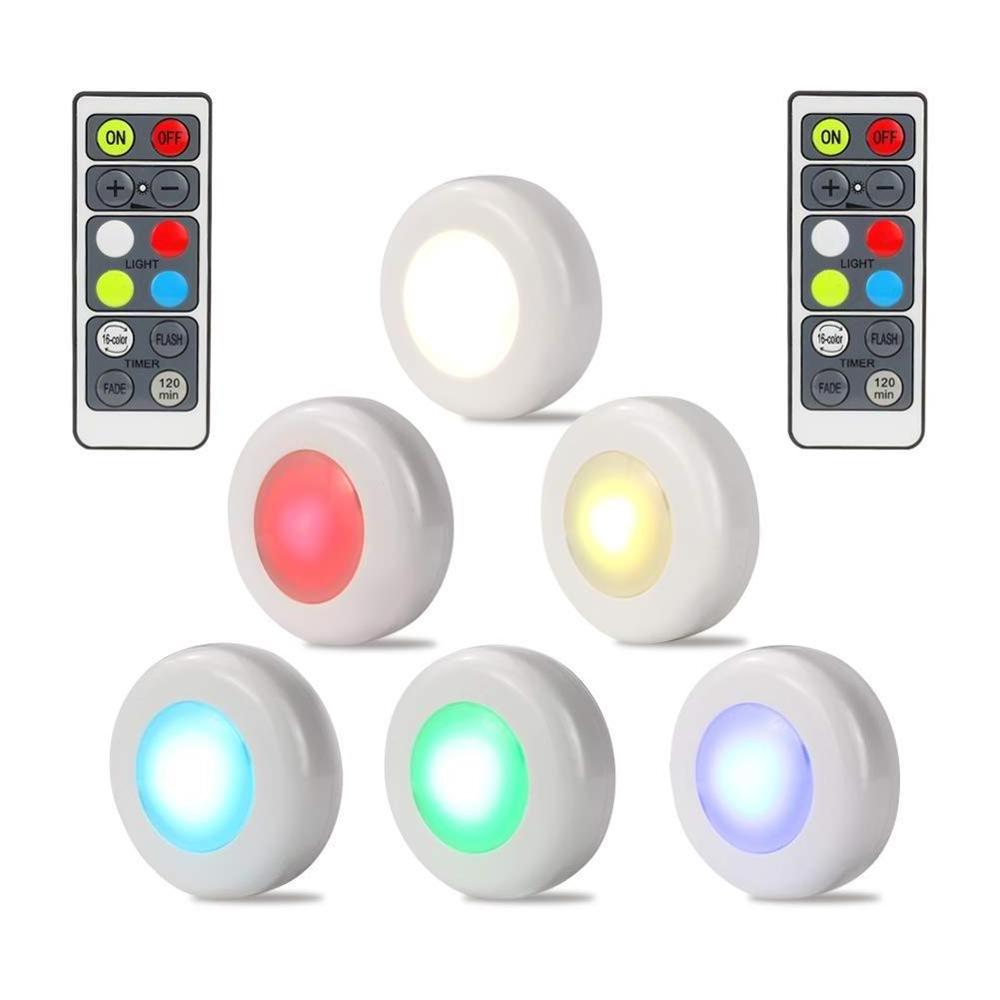 2019 new color-changing rgb wireless led puck lights for kitchen under cabinet lighting bar