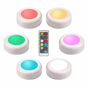 Wholesale LED Puck Light RGB Colorful Cabinet Bottom Lights Remote Control Round Puck Light Under Cabinet for Home Kitchen