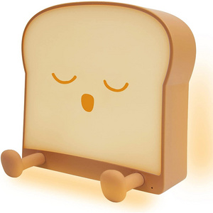 Cute Sleeping Toast Bread Battery Night Light Portable Rechargeable Bedside Baby Night Light With Timer