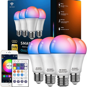 4 Pack WiFi & Bluetooth Compatible A19 Full Color Changing Light Bulbs with remote Smart Home LED Bulbs Work with Alexa