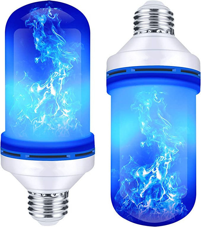 Blue E26 LED Flame Effect Light Bulb with Gravity Sensor Flame Night Bulb for Holiday Gifts Home Hotel Bar Party Decoration