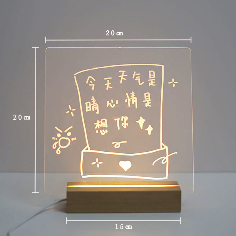 New Creative  DIY Rewritable Message Board Lamp wooden Message Signs LED Note Board LED Lights for Kids Teen