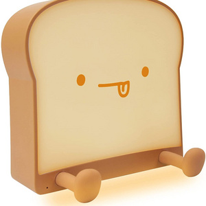 Cute Toast Bread Battery Night Light Portable Rechargeable Bedside Lamp With Timer