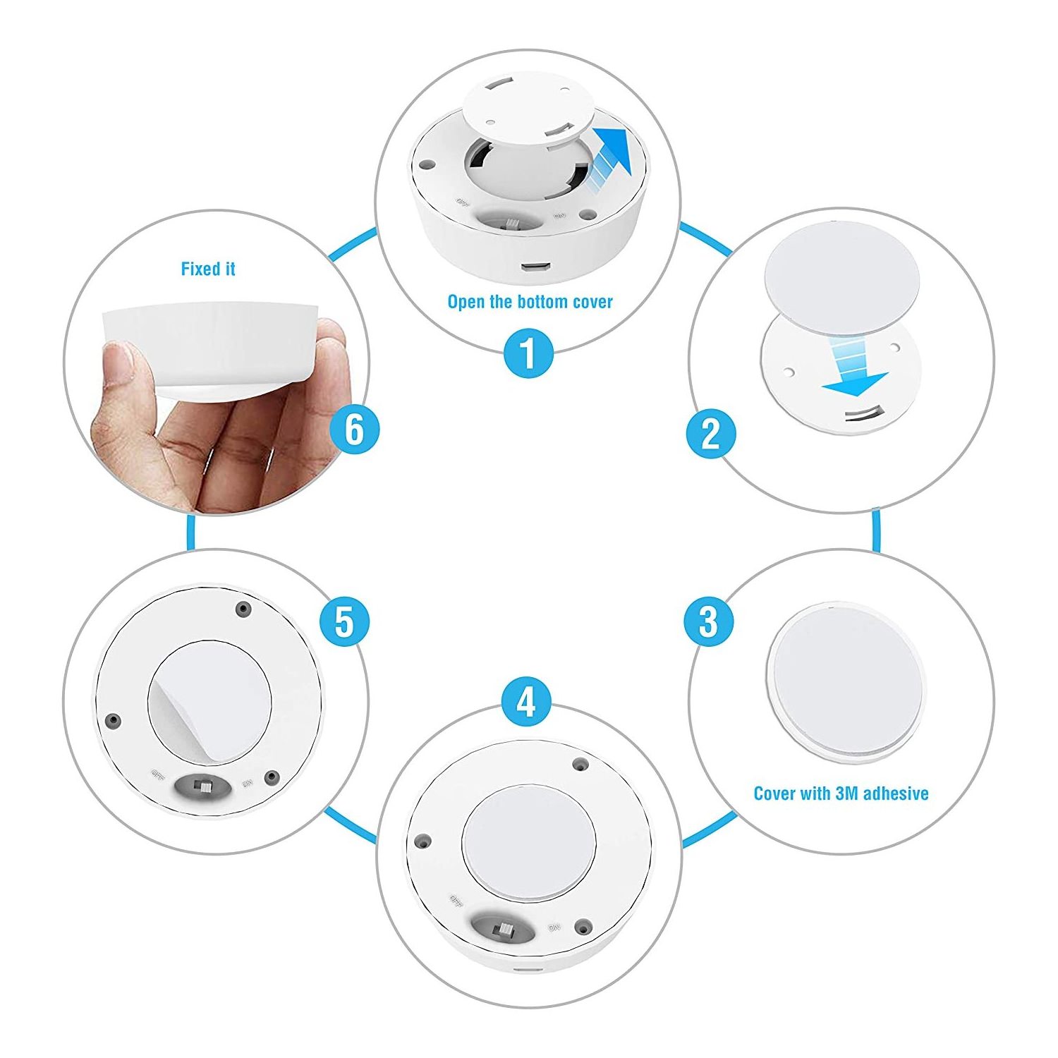 3PACK RGB Wireless led Rechargeable puck Light for Closet with remote