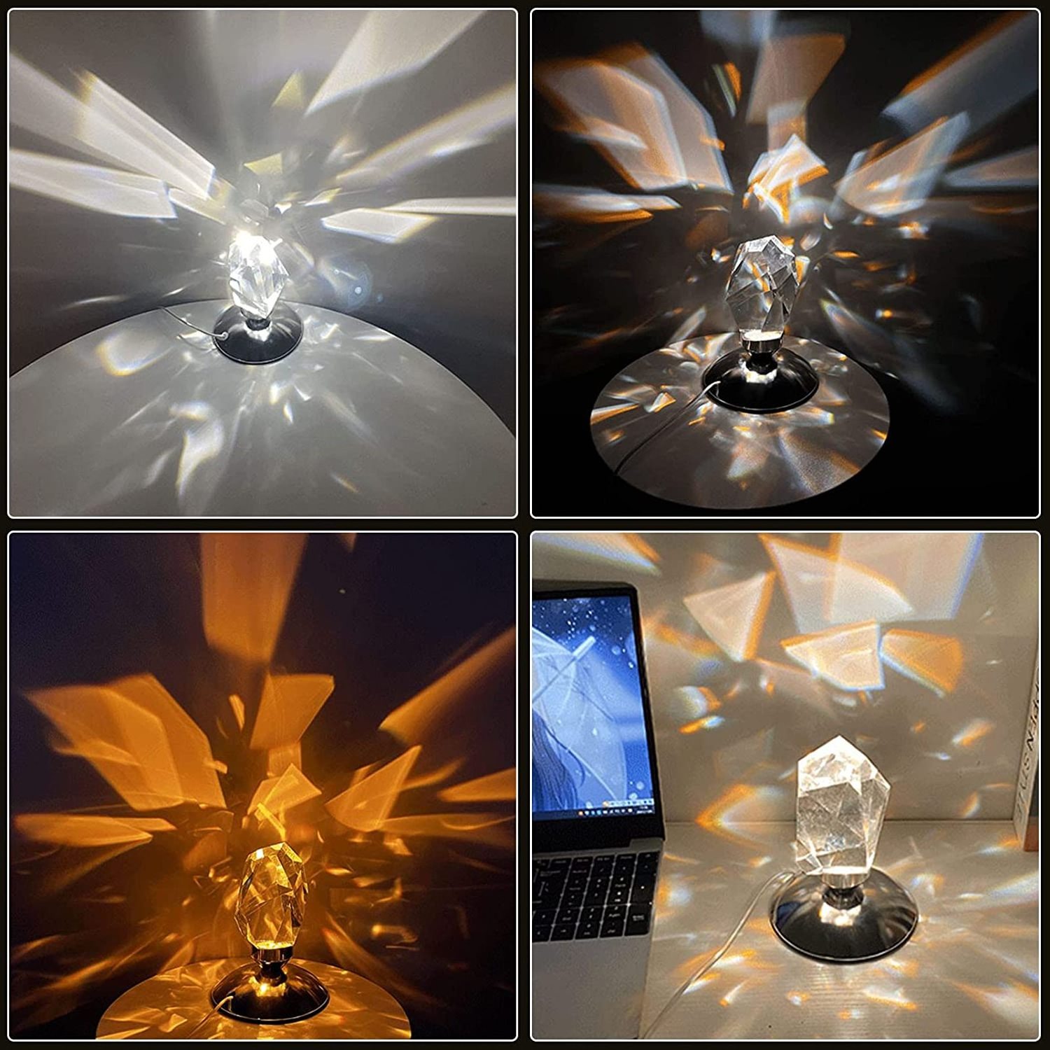 Light Shadow LED Crystal Atmosphere Night Light Bedside Table Lamp For Home