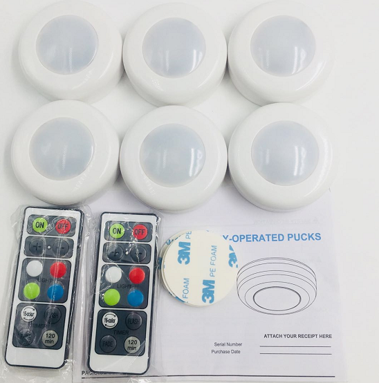 2019 new color-changing rgb wireless led puck lights for kitchen under cabinet lighting bar