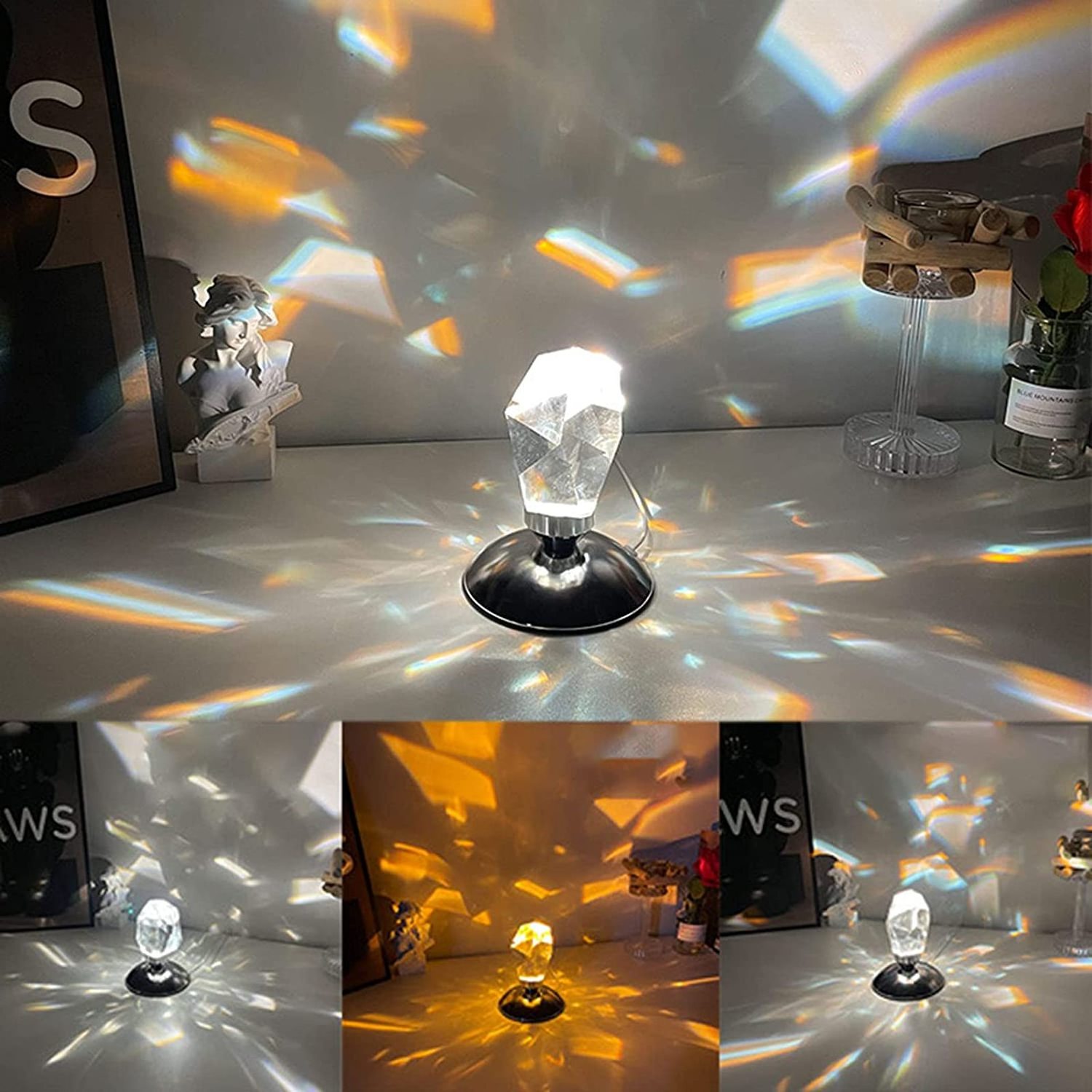 Light Shadow LED Crystal Atmosphere Night Light Bedside Table Lamp For Home