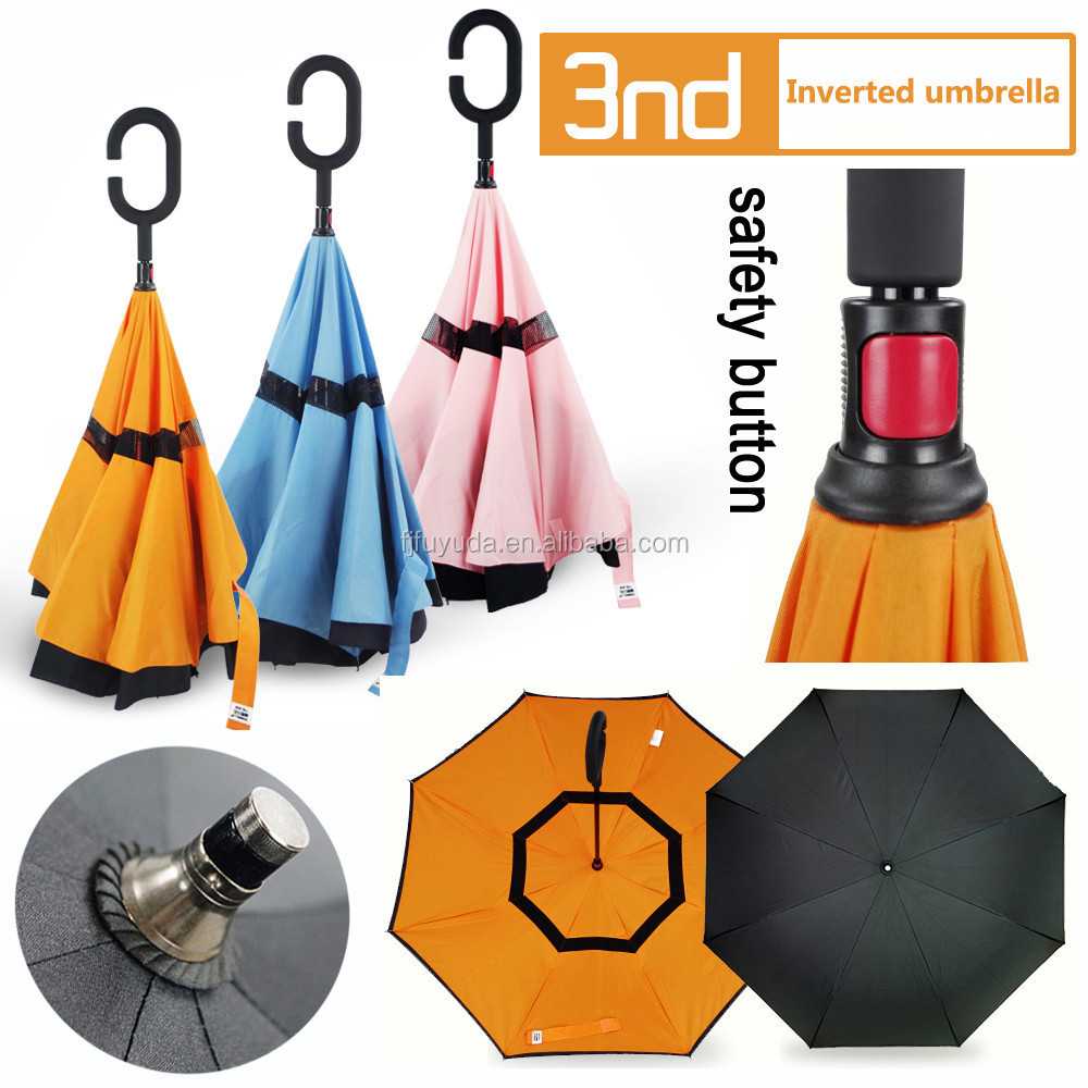 2018 inside out upside down handsfree easy open reverse umbrella for car