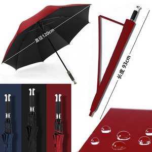 27" Black UV Automatic Top Strong Full Fiberglass Big Large Sport Straight Golf Umbrella With Rolls Royce Metallic Handle