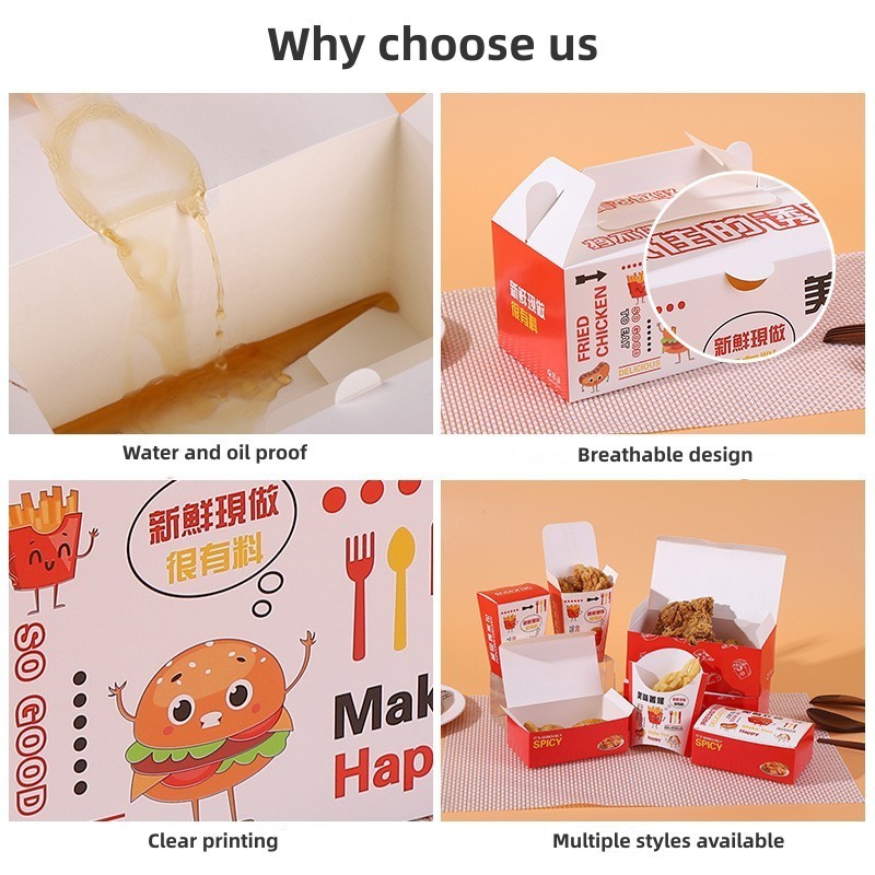 Disposable Printing Logo Kraft Take out Paper Lunch Burger Box For Packaging Hot Fast Food Grade Box Takeaway Take Away