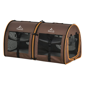 39" Portable Soft-Sided  Cat Carrier with Divider Two Compartments Soft Cushions Storage Bag Large Kennel Pet Bag