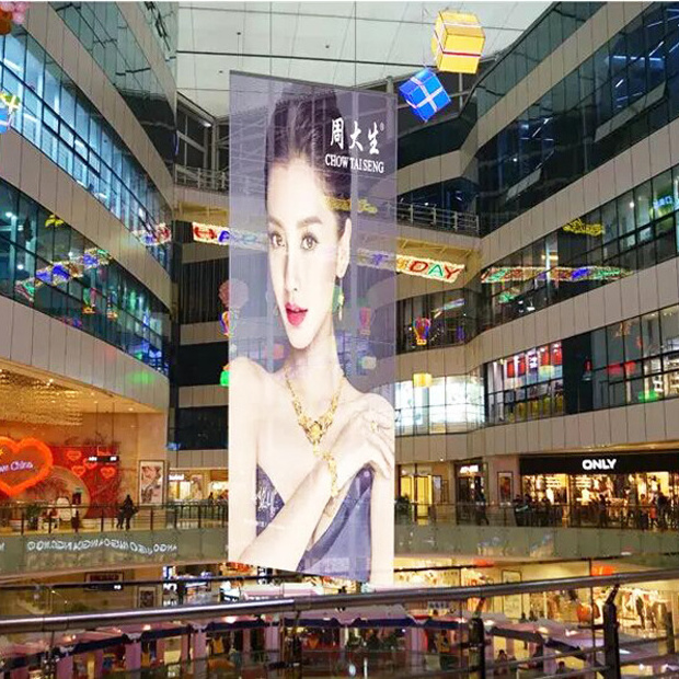 Transparent Screen P3.91-7.81 Flexible High transparency Window installation Advertising Indoor Glass Film Led for shopping mall