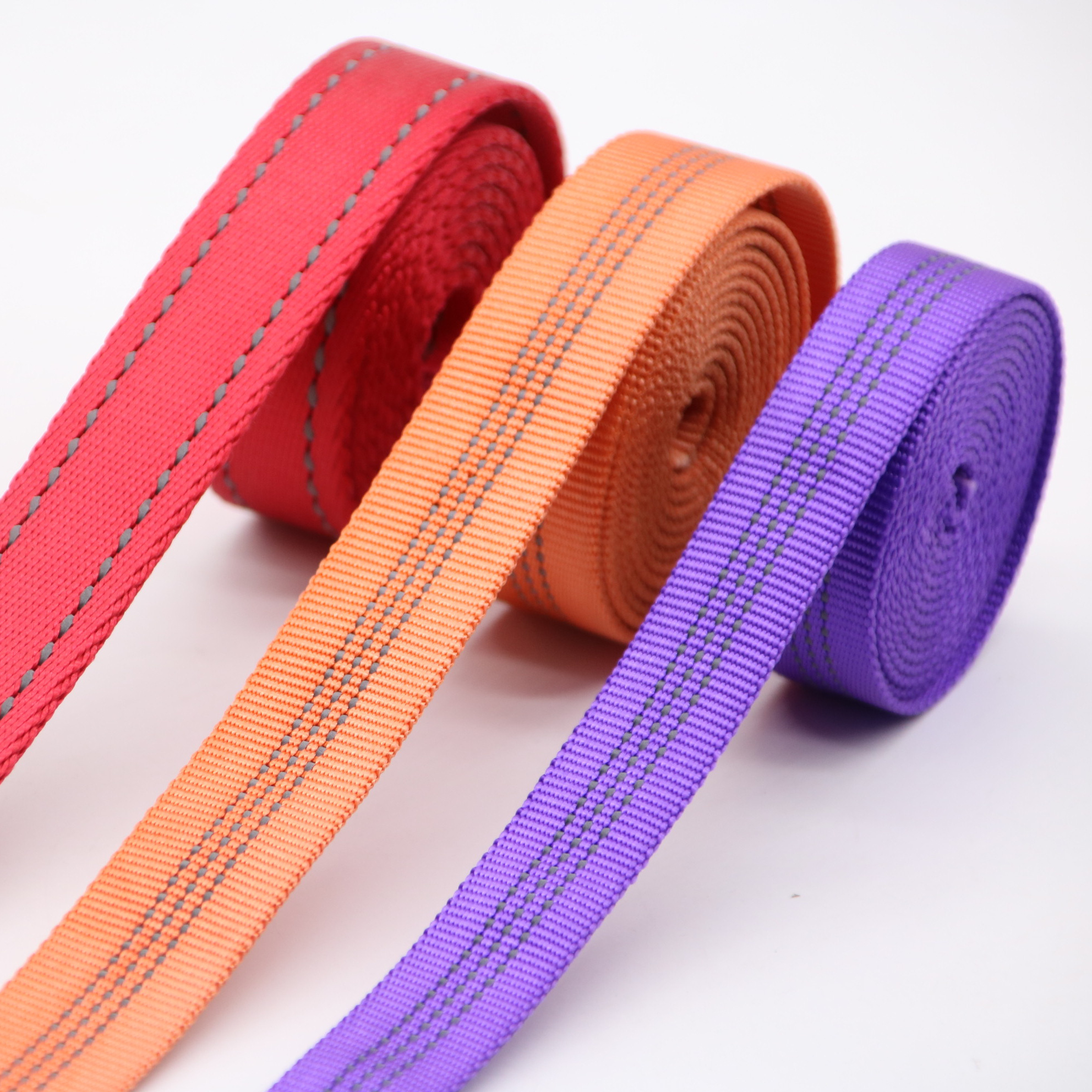 High tenacity factory directly reflective webbing reflective nylon webbing strap  for pet items or backpack straps