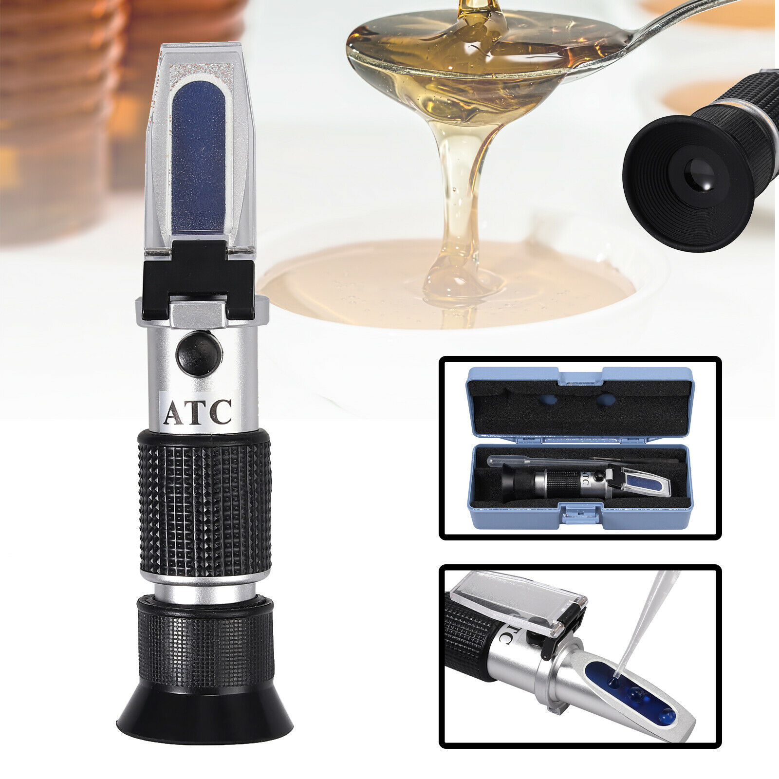 58-90% beekeeping equipment rhb 90atc honey refractometer baume water honey test handheld refractometer honey brix meter