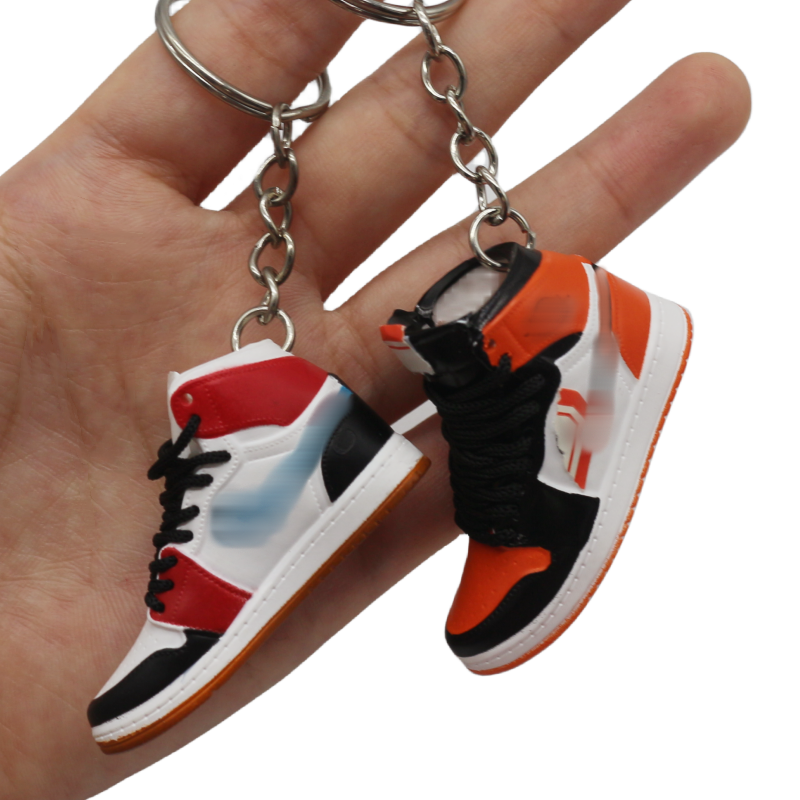 Pvc Rubber Keychains Shoes Sneakers Bag  Shoe Key Chain Shoe 3d Sneaker Keychain With Box